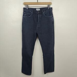 Agolde Riley High Rise Straight Crop Jeans Womens 29‎ Black Wash Organic Cotton